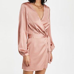 Fame and Partners The Blouson Sleeve Wrap Dress in Warm Blush Size US 2 XS